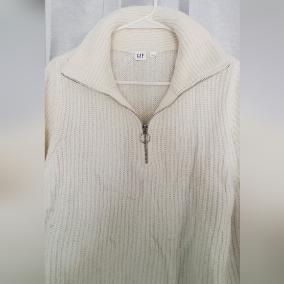 GAP Cream Knit 1/4 Zip Sweater | M - Picture 2 of 6
